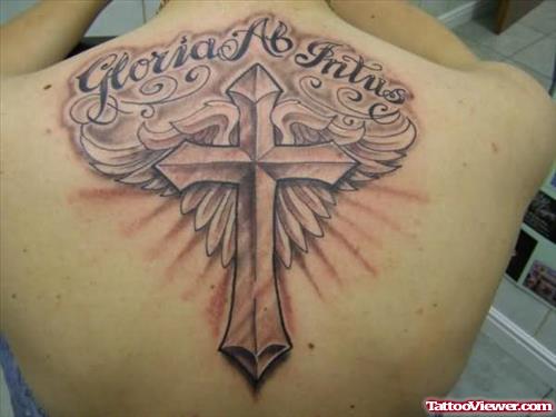 Charming Cross Tattoo On Back