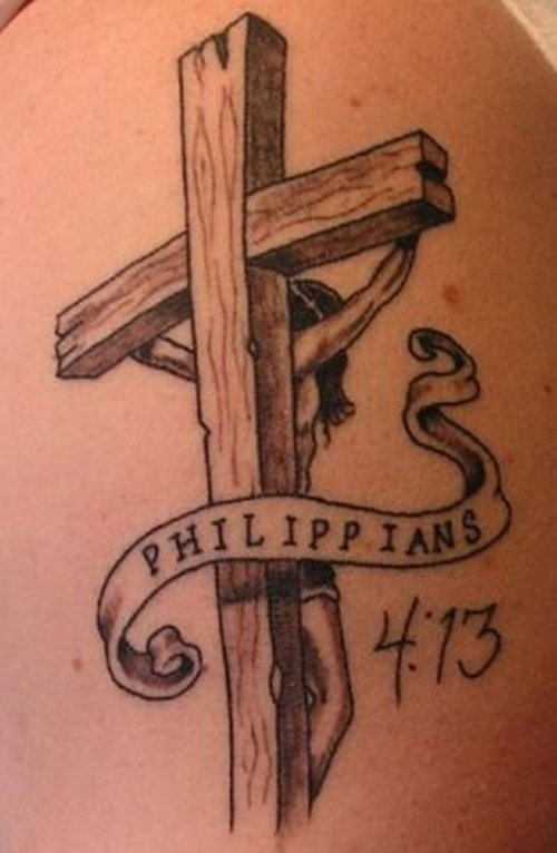 Philippians Banner Jesus Cross Tattoo