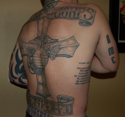 Man Showing His Cross Tattoo