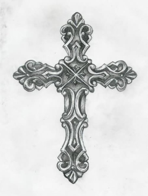 Grey Cross Tattoos Design