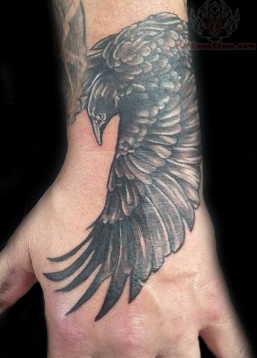 Crow Tattoo on Hand