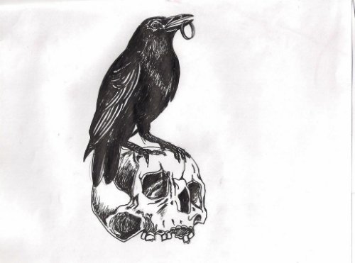 Crow On Skull Tattoo Design