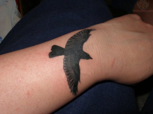 Crow Tattoo On Girl Wrist