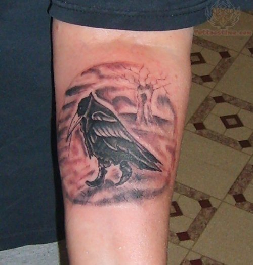 Crow With Shoes Tattoo