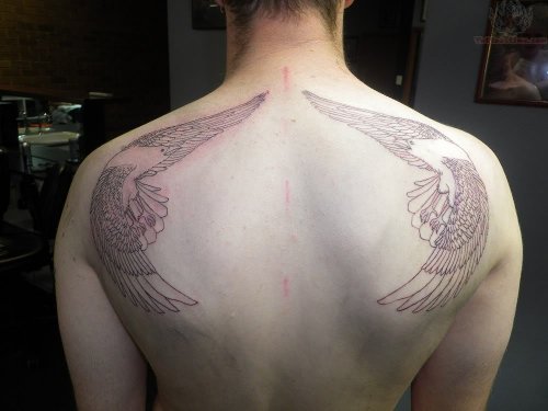 Back Shoulders Crow Tattoos For Men