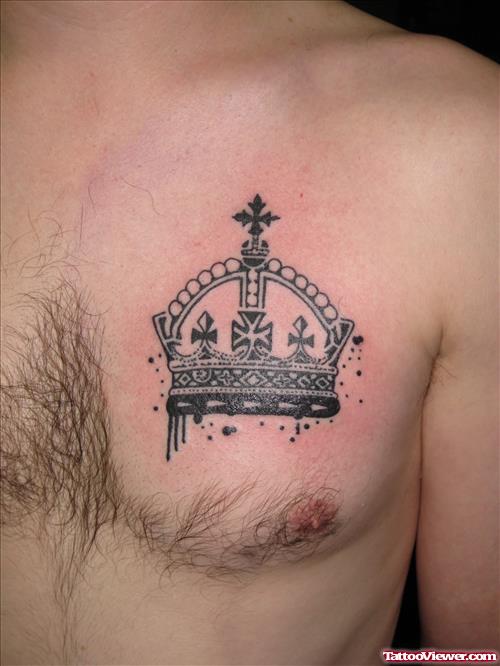 Crown Tattoo On Chest For Men