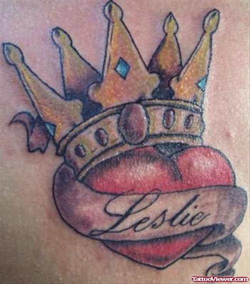 Beautiful Heart Crown Tattoo