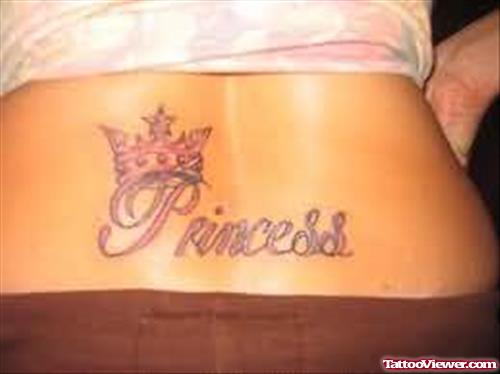 Princess Crown Tattoo On Back