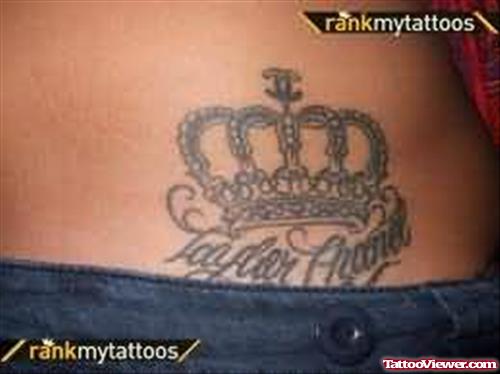 Crown Tattoo On Back Waist
