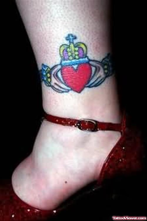 Crown Tattoo Design On Ankle