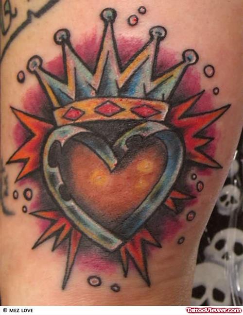 Amazing Heart Crown Tattoo