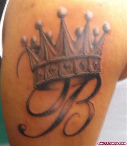 Awesome Crown Tattoo On Shoulder