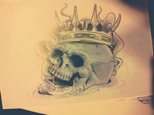 Skull With Crown Tattoo Design
