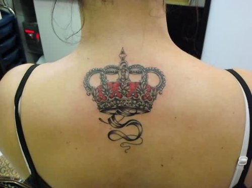 Royal Crown Tattoo On Upper Back
