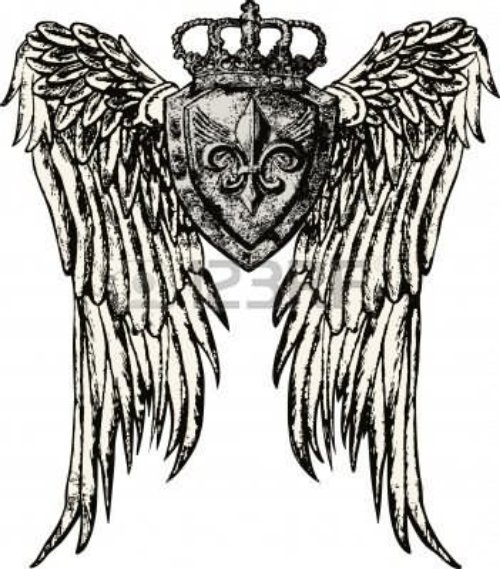 Angel Wings Crown Tattoo Design