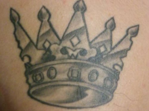 Grey Ink Latin Crown Tattoo