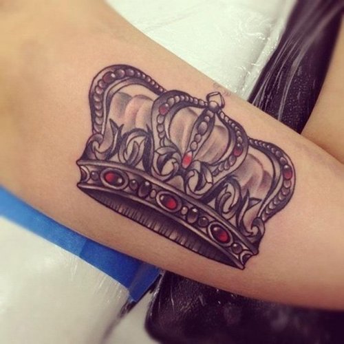 Grey Crown Tattoo On Sleeve