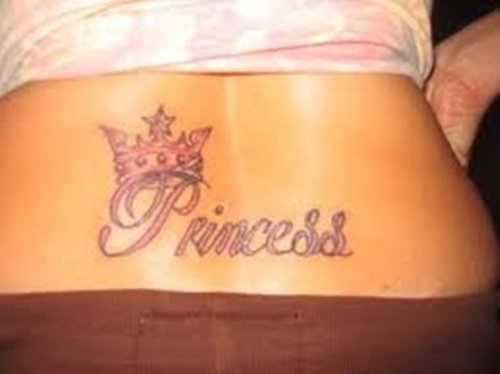Girl Lowerback Princess Crown Tattoo