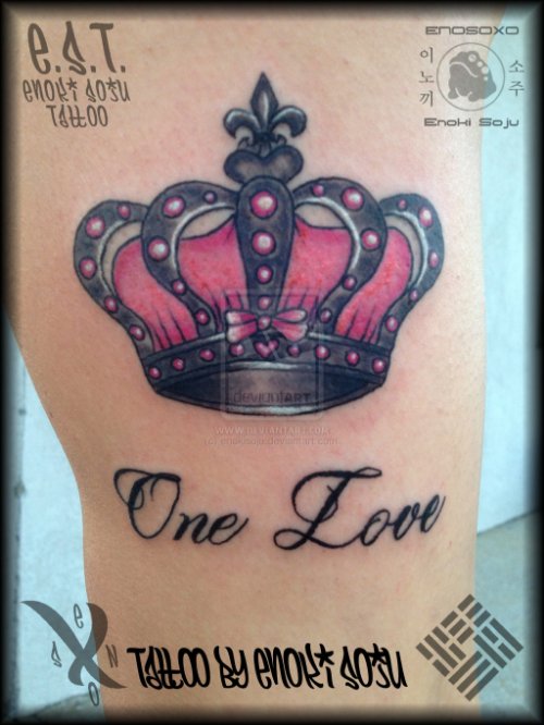 One Love Color Ink Crown Tattoo