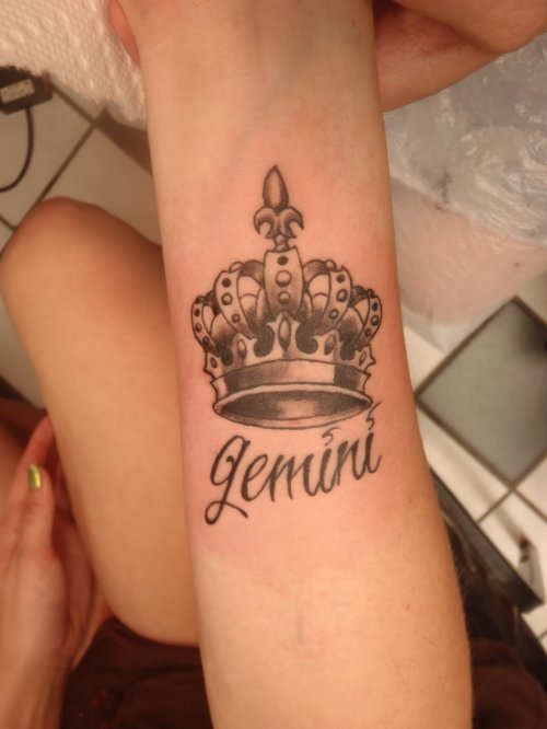 Gemini Crown Tattoo On Arm