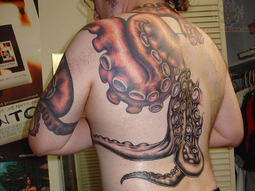 Color Cthulhu Tattoo On Full Back