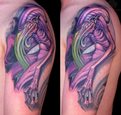 Purple Ink Cthulhu Tattoo