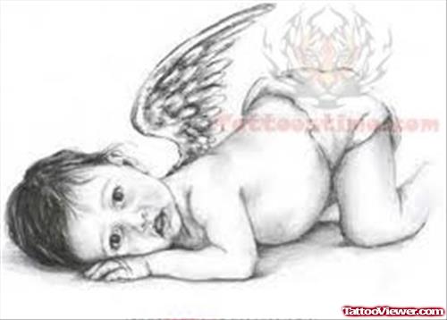 Lying Baby Angel Tattoo