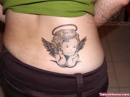 Angel Cupid Cherub Tattoo On Back