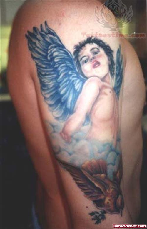 Cupid Cherub Tattoo On Sleeve