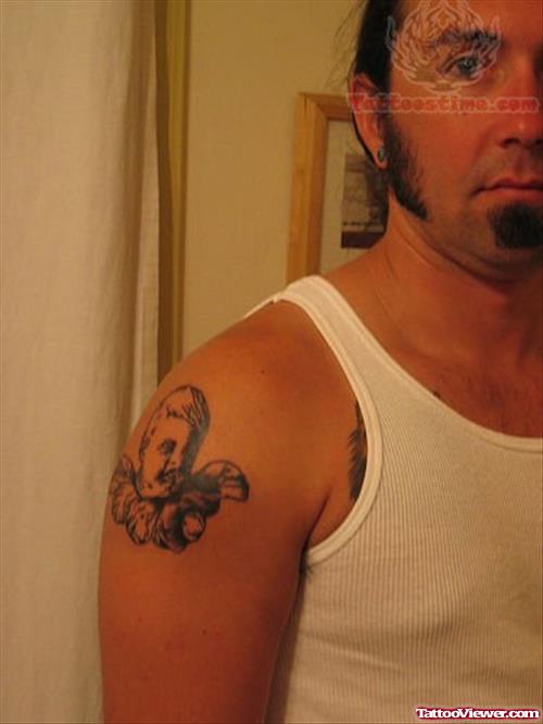 Cupid Cherub Tattoo On Shoulder