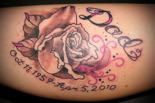 Rose Flower And Memorial Dad Tattoo