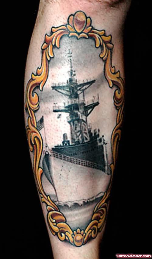 Ink Dagger Tattoo On Leg