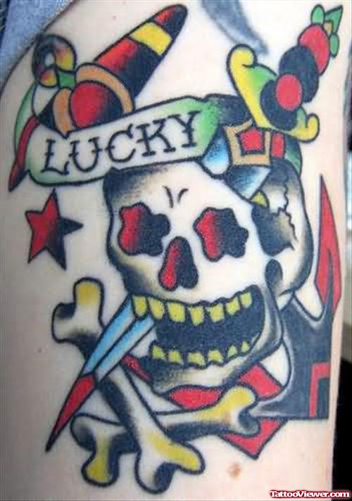 Lucky skyll And Dagger Tattoo