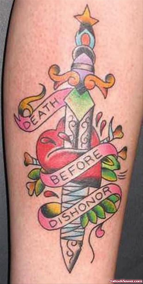 Death Before Dishonor Dagger Tattoo