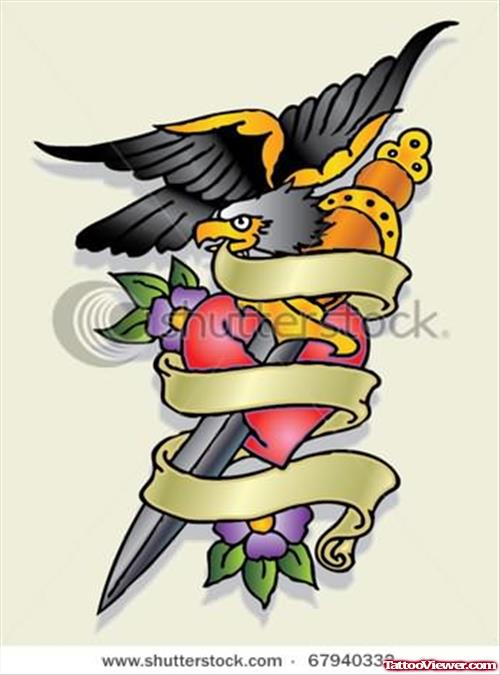 Stock Vector Eagle Dagger Tattoo design