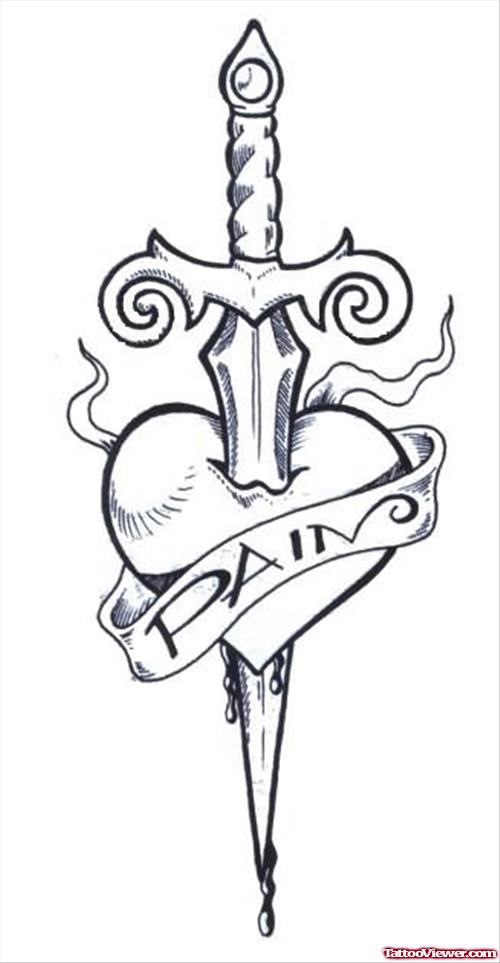 Pain Dagger Tattoo Design