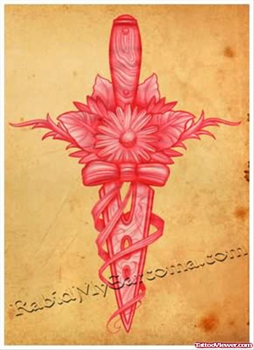 Floral Dagger Tattoo