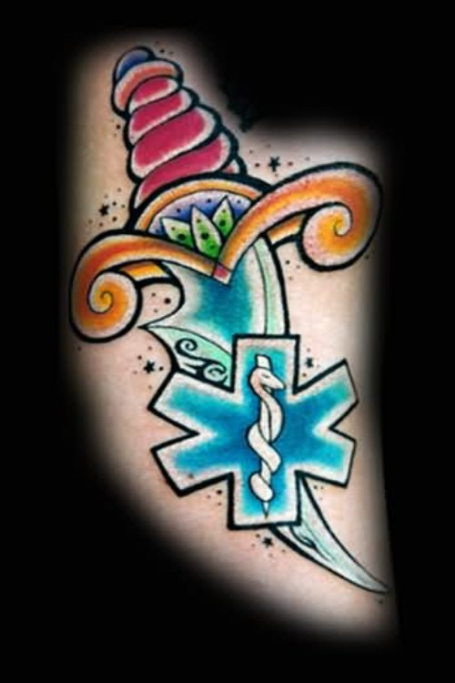 Color Dagger Tattoos Design