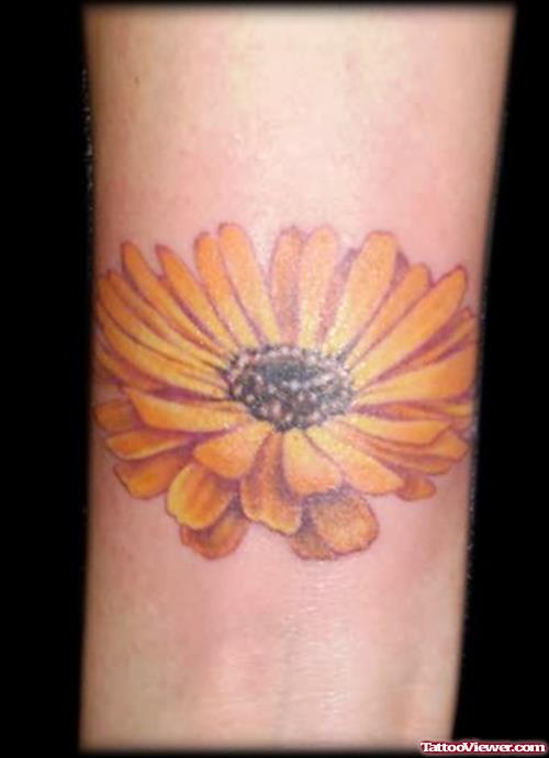 Wrist Yellow Daisy Tattoo