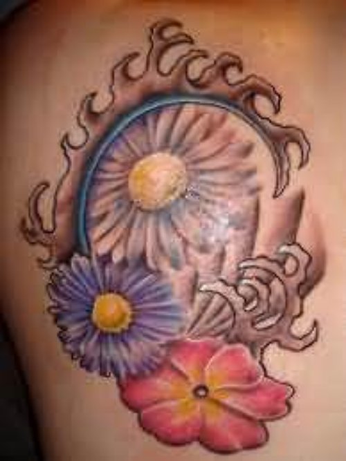 Daisy Flowers Tattoo On Back