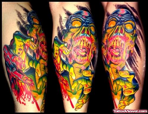 Zombie Colourfull Death Tattoo