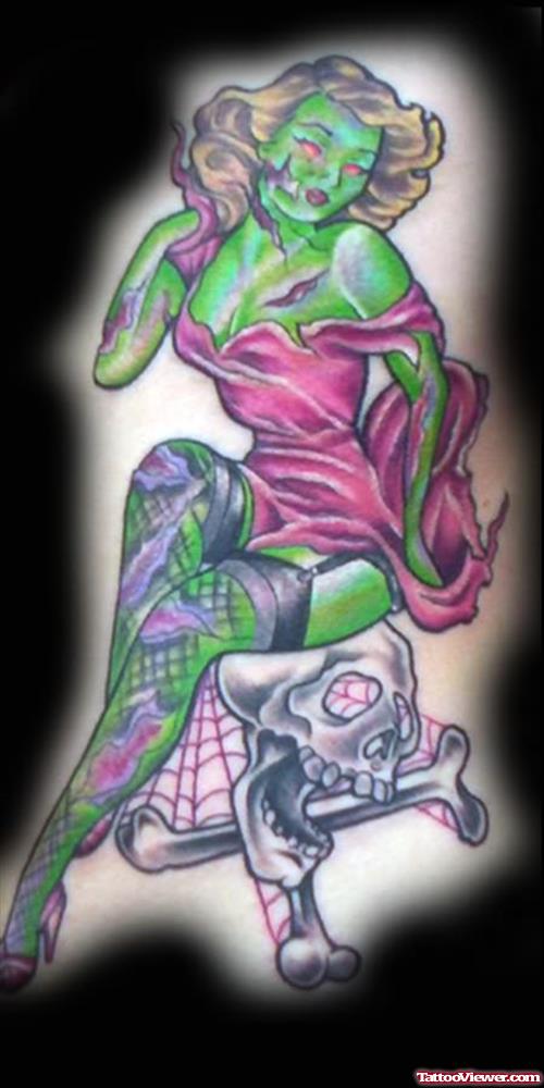 Zombie Devil Girl Tattoo Design