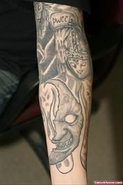 Scary Death Tattoo On Biceps