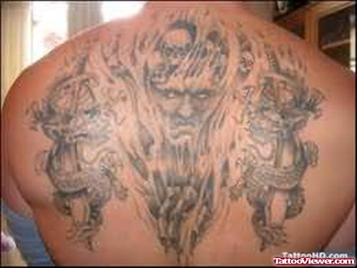 Flaming Death Tattoo On Back