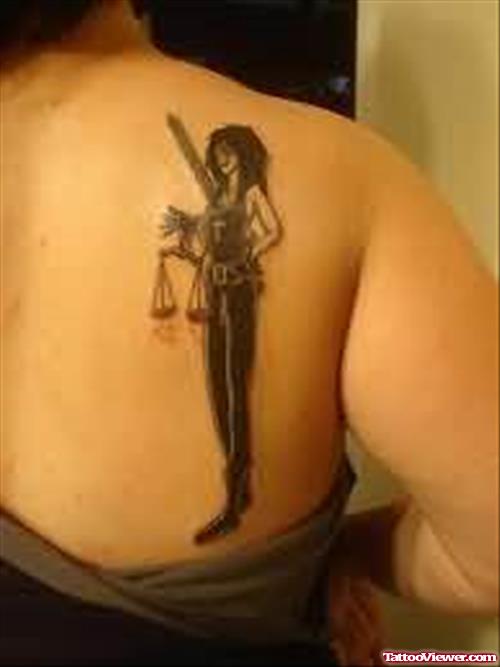 Devil Girl With Balance Scale Tattoo