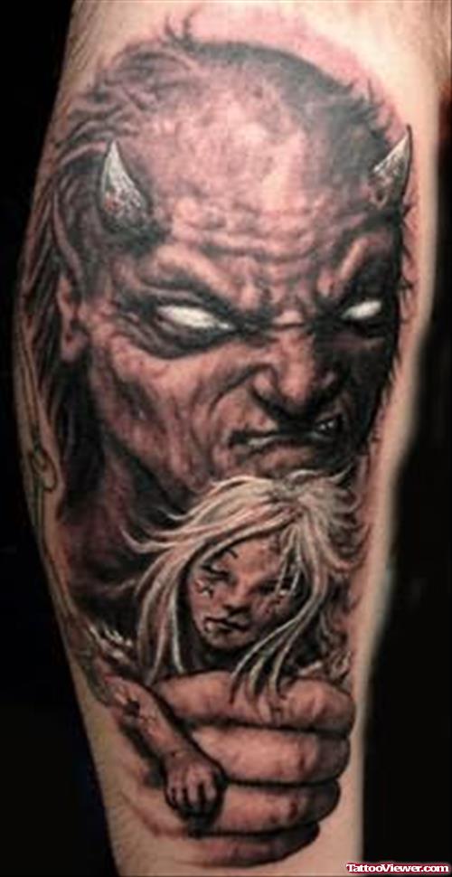 Angry Devil Girl Tattoo