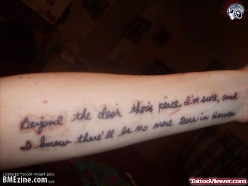 Death Words Tattoo On Arm