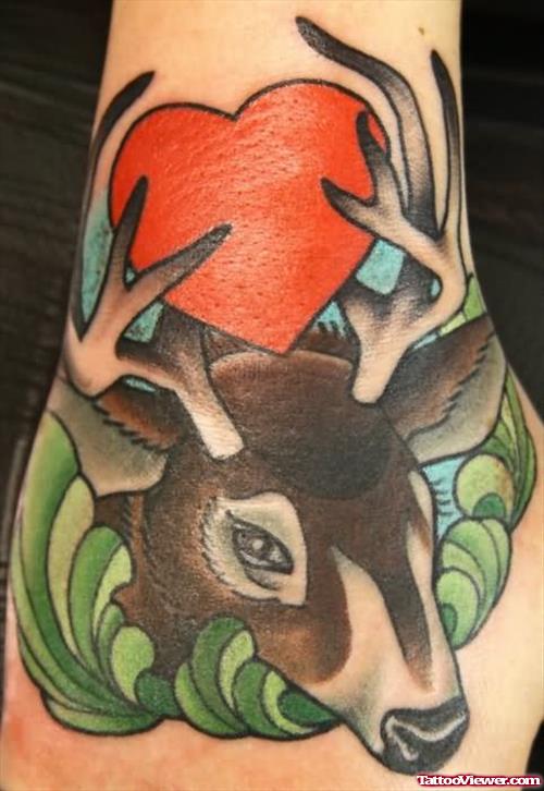 Heart And Deer Tattoo