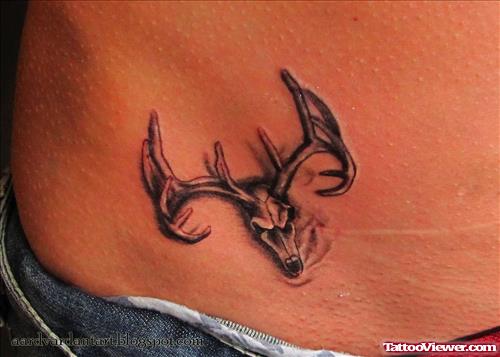 Deer Skull Tattoo On Lower Back