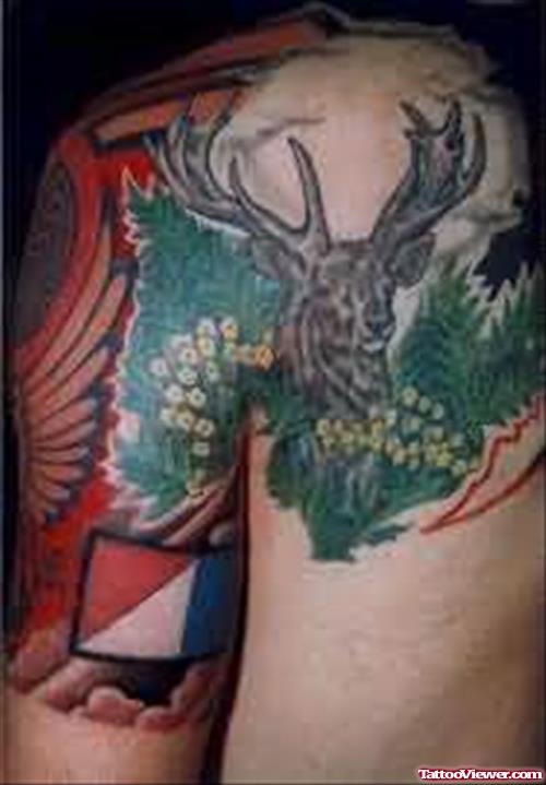 Deer Tattoo Pictures On Back Shoulder